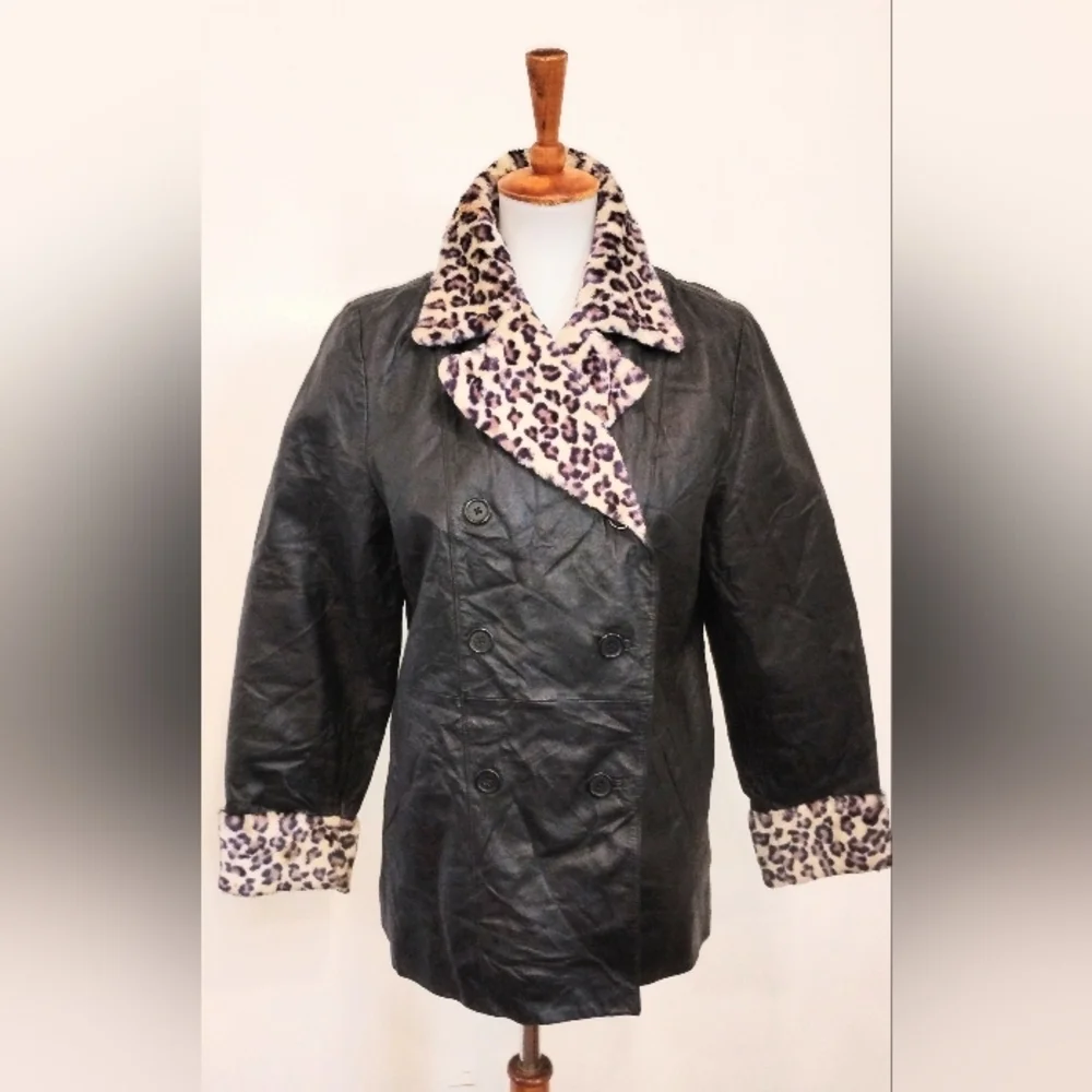 VINTAGE LEATHER LEOPARD COAT